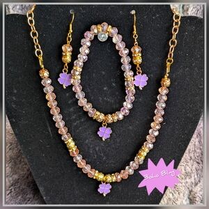 Boho Bling Lavender Lucky Charm Beaded Set
